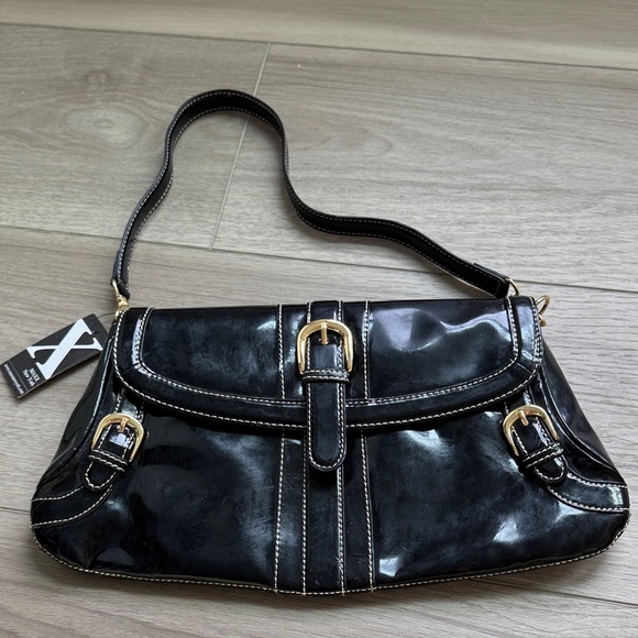Black Leather Shoulder Bag - Picture 1 of 3